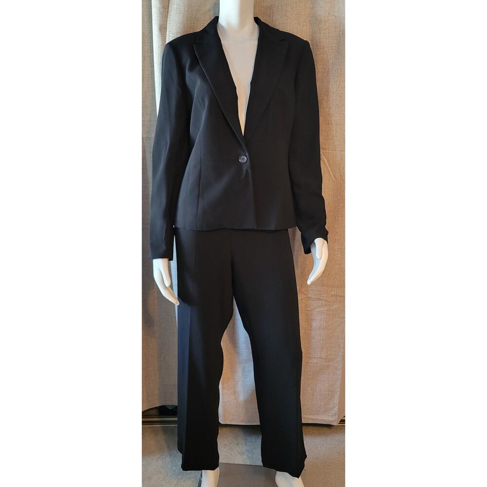 Pendleton Pant Suit Solid Black 1 Button Blazer and Pant Set Size 14